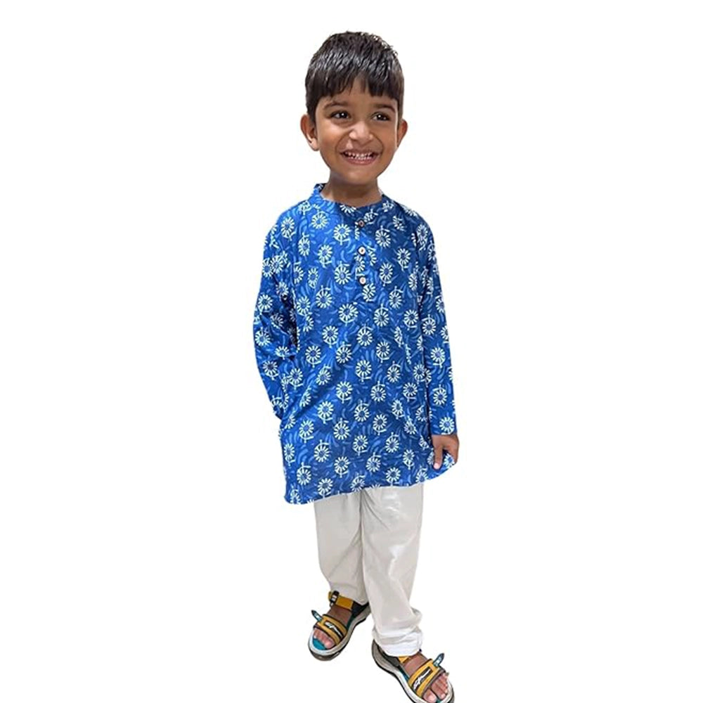 Maitreyo Kids Boys' Pure Cotton Printed Kurta Pyjama Set-1